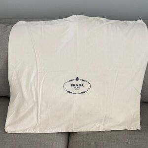 PRADA cream extra large soft cotton flannel dust bag with drawstring